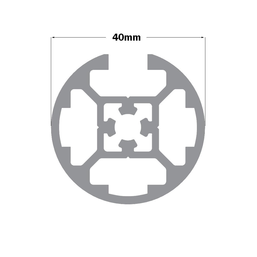 10-40R1-0-800MM ALUMINUM PROFILE 40MM ROUND<br>1-SLOT, CUT TO LENGTH OF 800MM